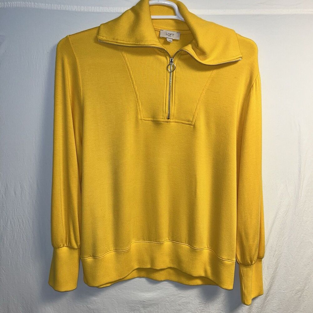 LOFT Sweater Women’s L Half Zip  Career Soft Cozy Classic Wide Collar Bohemian‎